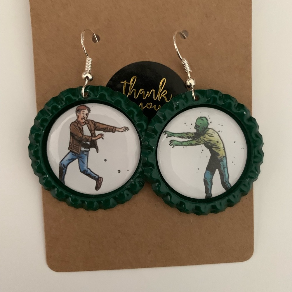 The Walking Dead handcrafted bottle Cap Earrings
